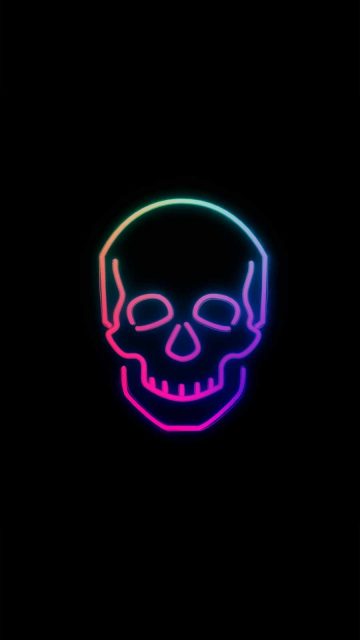 Rainbow Neon Skull iPhone Wallpaper