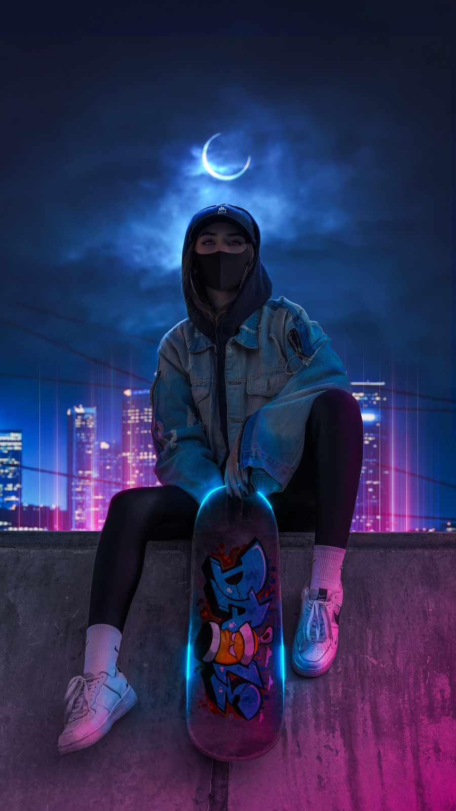 Skateboard Girl iPhone Wallpaper