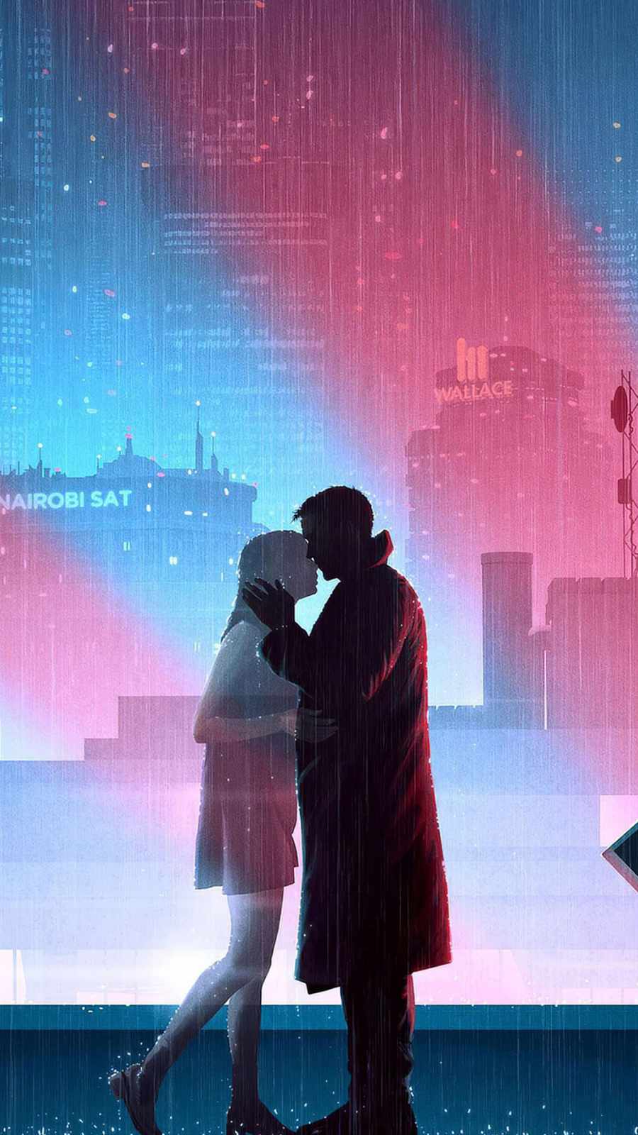 tender kiss in the rain iPhone Wallpaper