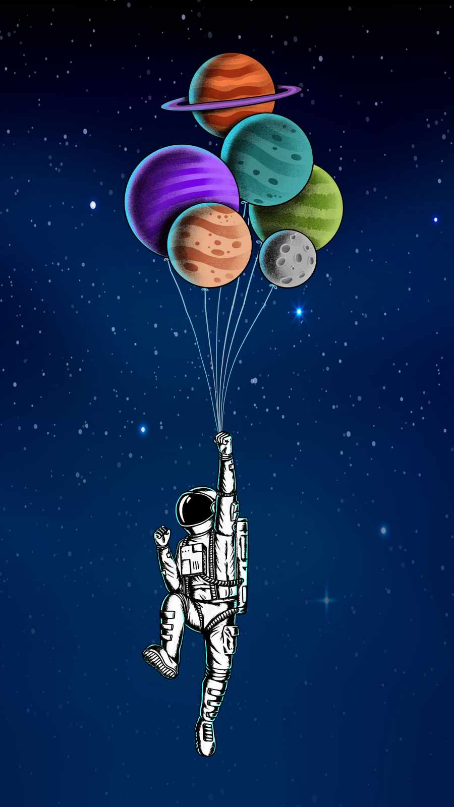 Astronaut Balloons iPhone Wallpaper