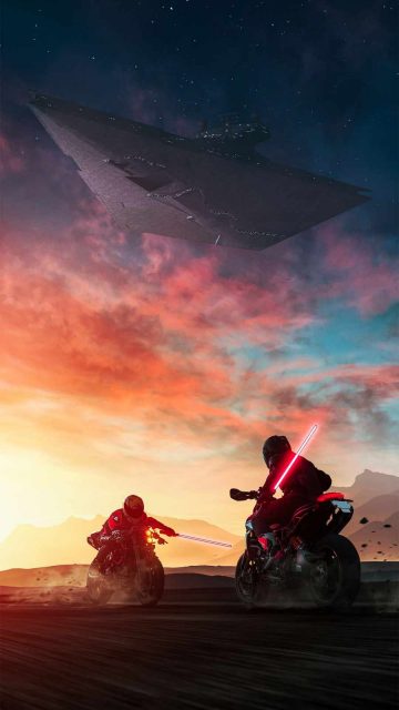 Bikers with Lightsaber iPhone Wallpaper
