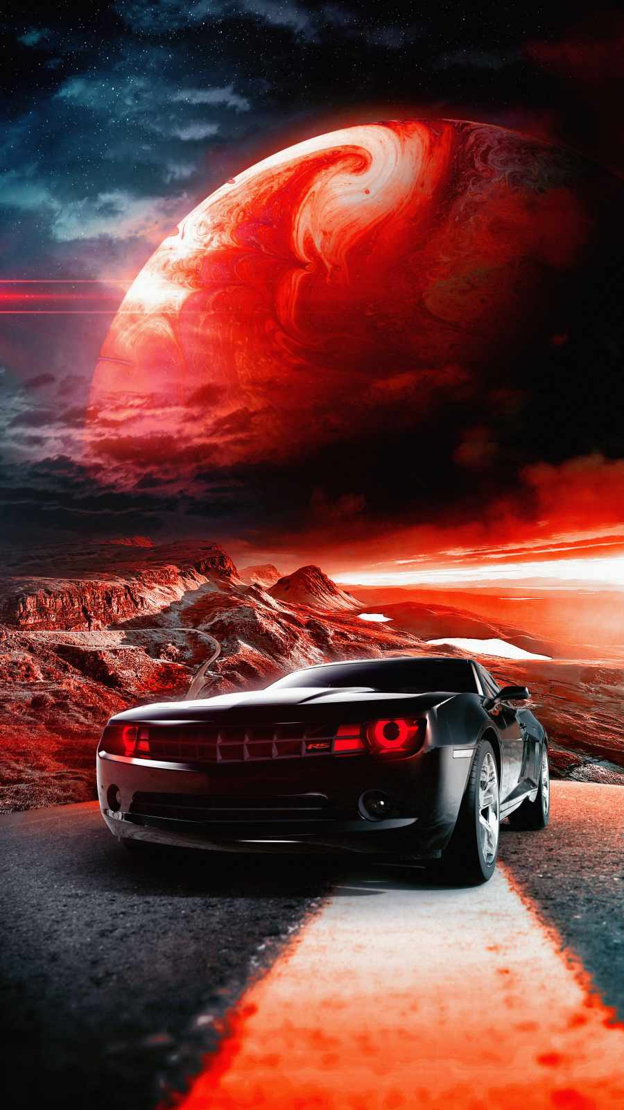 Camaro on Mars iPhone Wallpaper