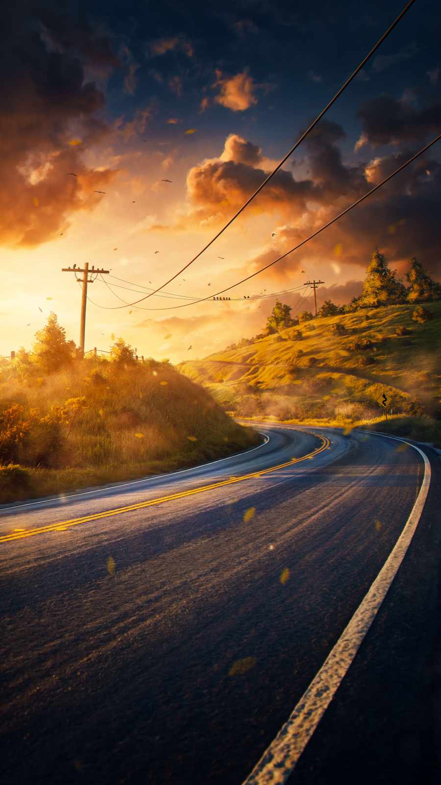 Cloudy Road iPhone Wallpaper