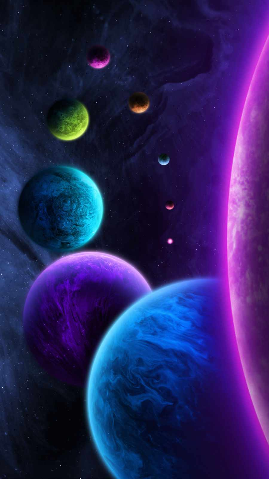 Colorful Planets iPhone Wallpaper