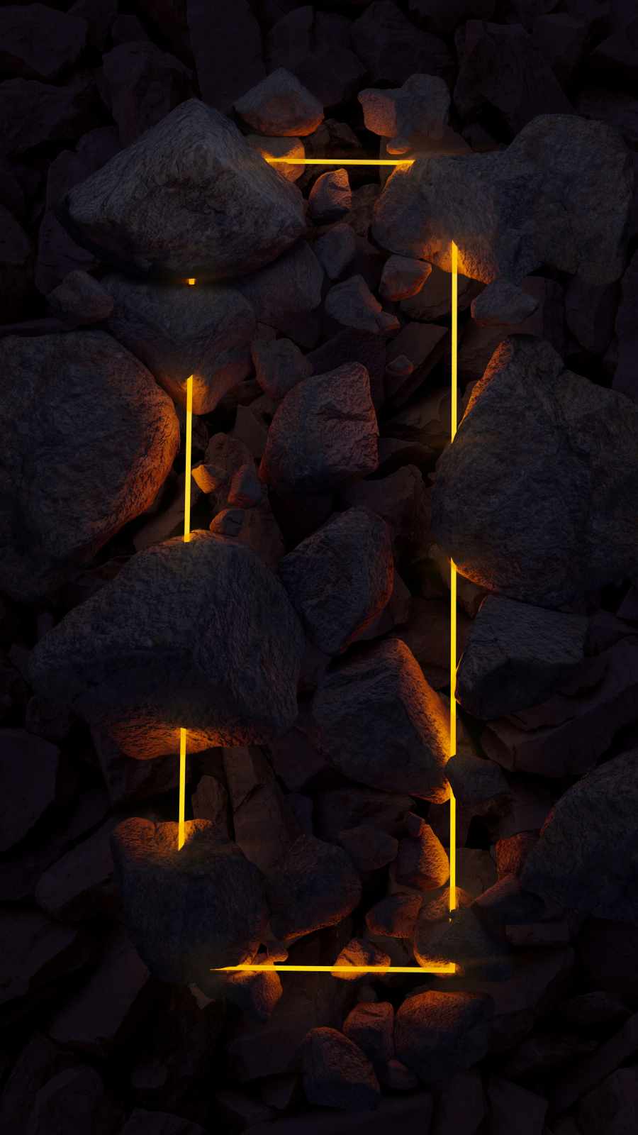 Dark Stones Neon Square iPhone Wallpaper
