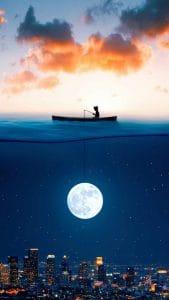 Fishing Moon iPhone Wallpaper