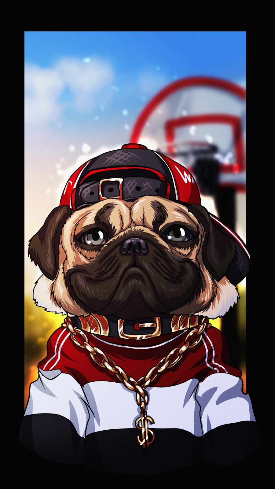 Gangster Pug Dog iPhone Wallpaper