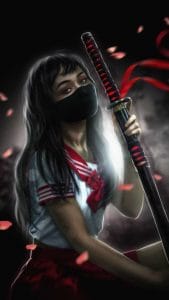 Girl with Katana iPhone Wallpaper