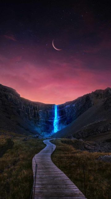 Glowing Waterfall iPhone Wallpaper