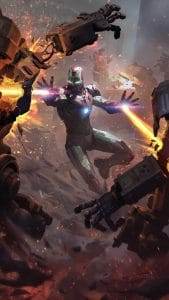 Iron Man vs Robot Army iPhone Wallpaper