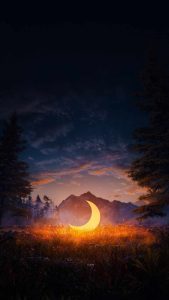 Moon on Land iPhone Wallpaper