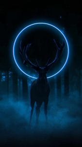 Neon Reindeer iPhone Wallpaper