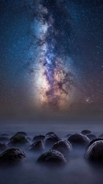 Stone Beach Night iPhone Wallpaper