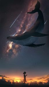 Anime World Whale iPhone Wallpaper