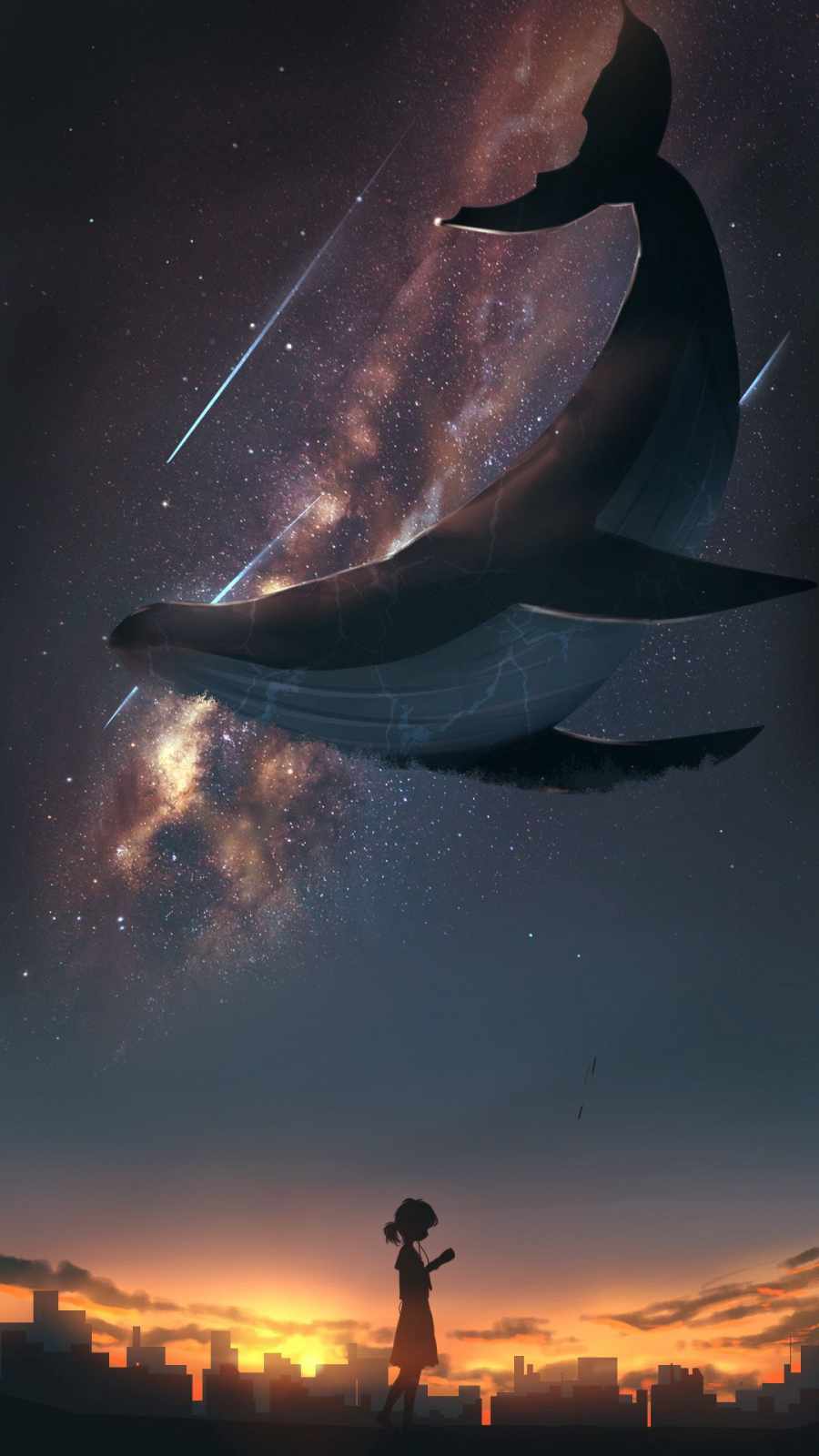 Anime World Whale iPhone Wallpaper