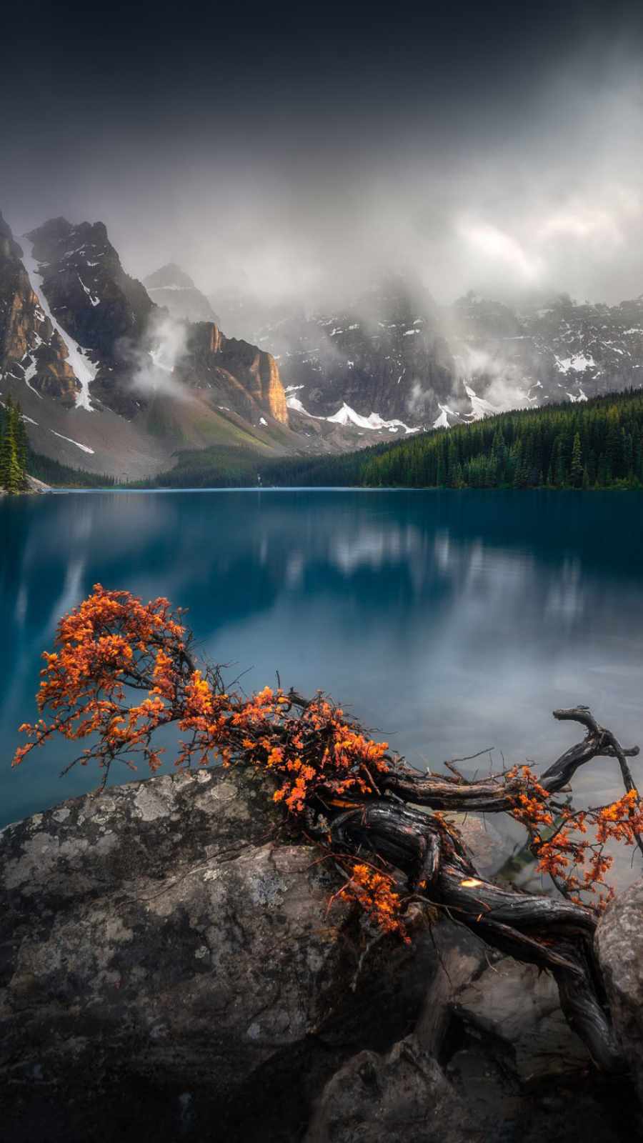 Blue Lake Snow Mountain iPhone Wallpaper