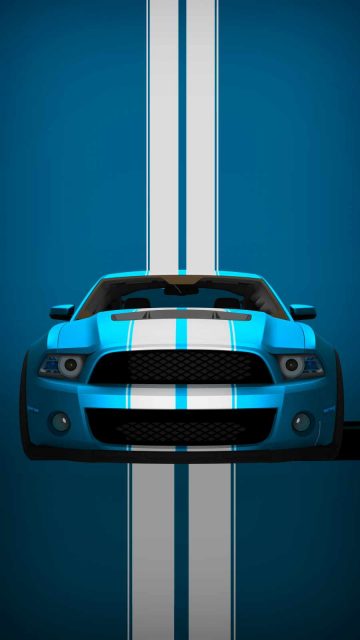 Blue Mustang Car iPhone Wallpaper