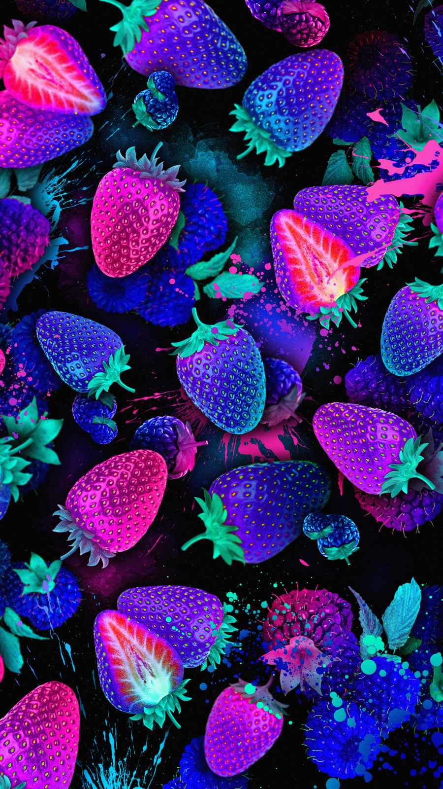 Blue Strawberries iPhone Wallpaper
