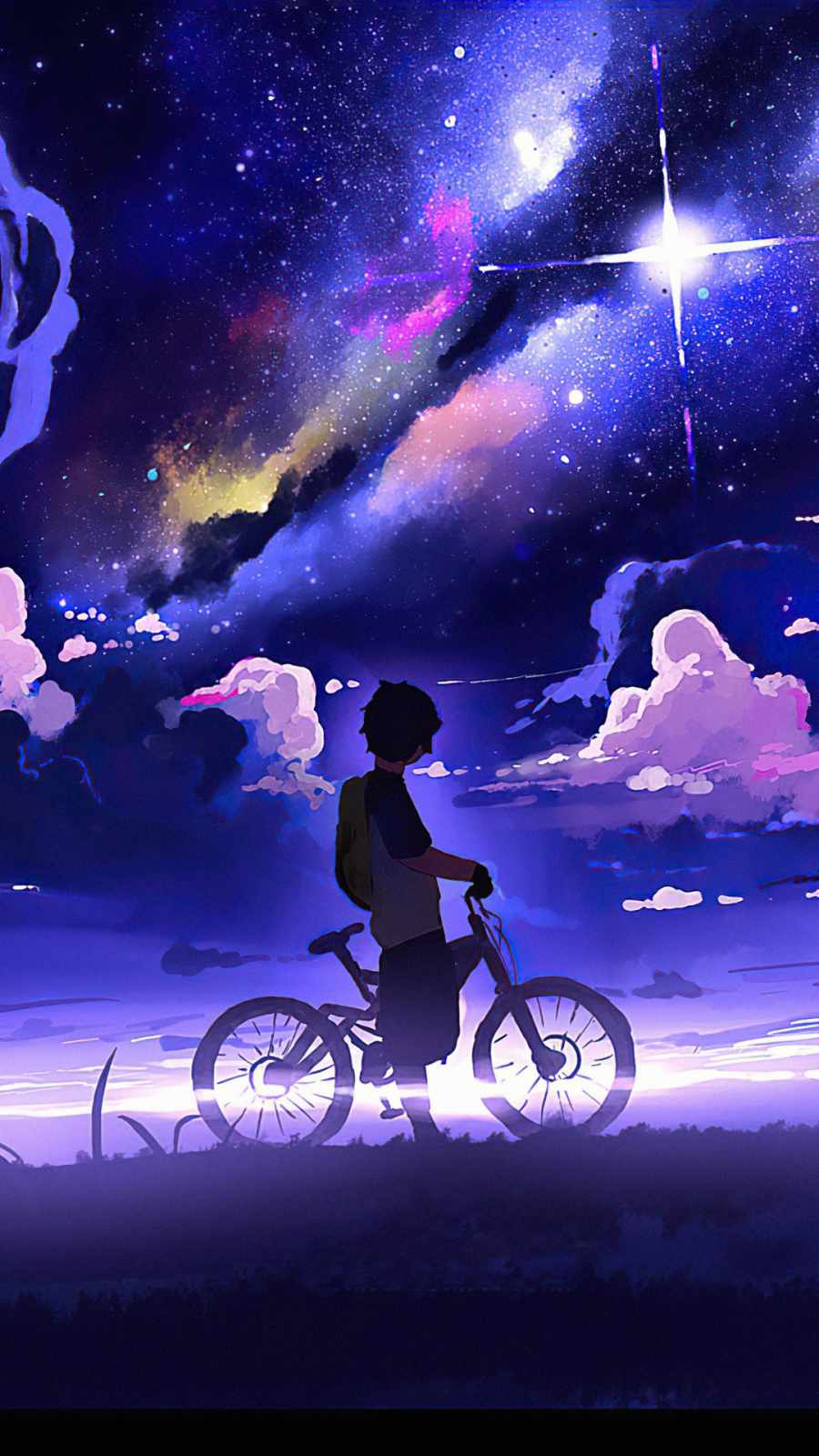 Boy With Bike Starry Evening IPhone Wallpaper - IPhone Wallpapers : iPhone  Wallpapers