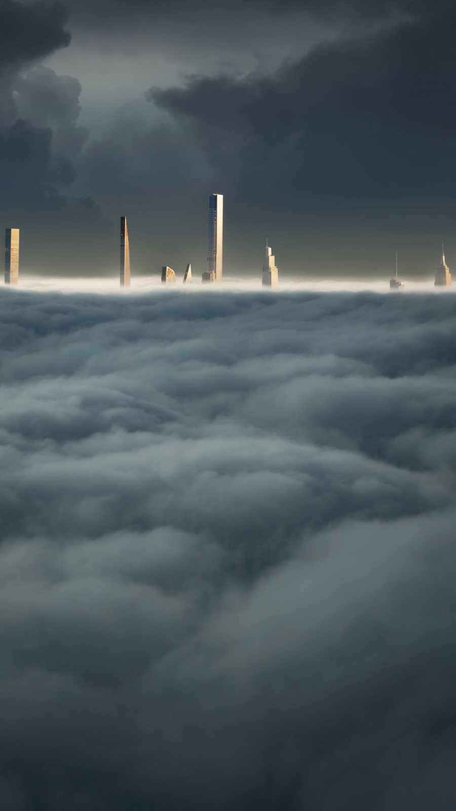 Buildings Above Clouds iPhone Wallpaper