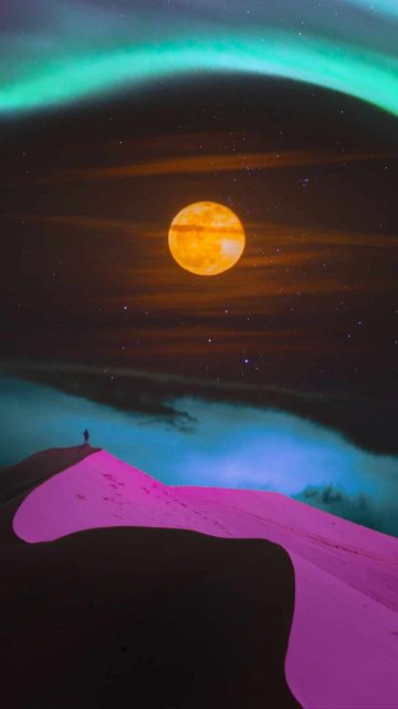 Dunes and Moon iPhone Wallpaper