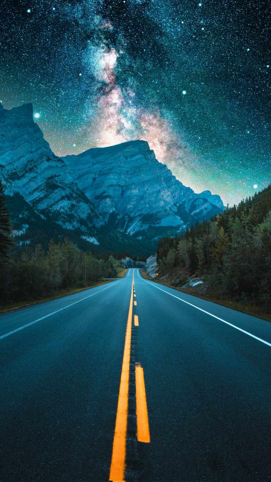 Forest Road Milky Way Sky iPhone Wallpaper