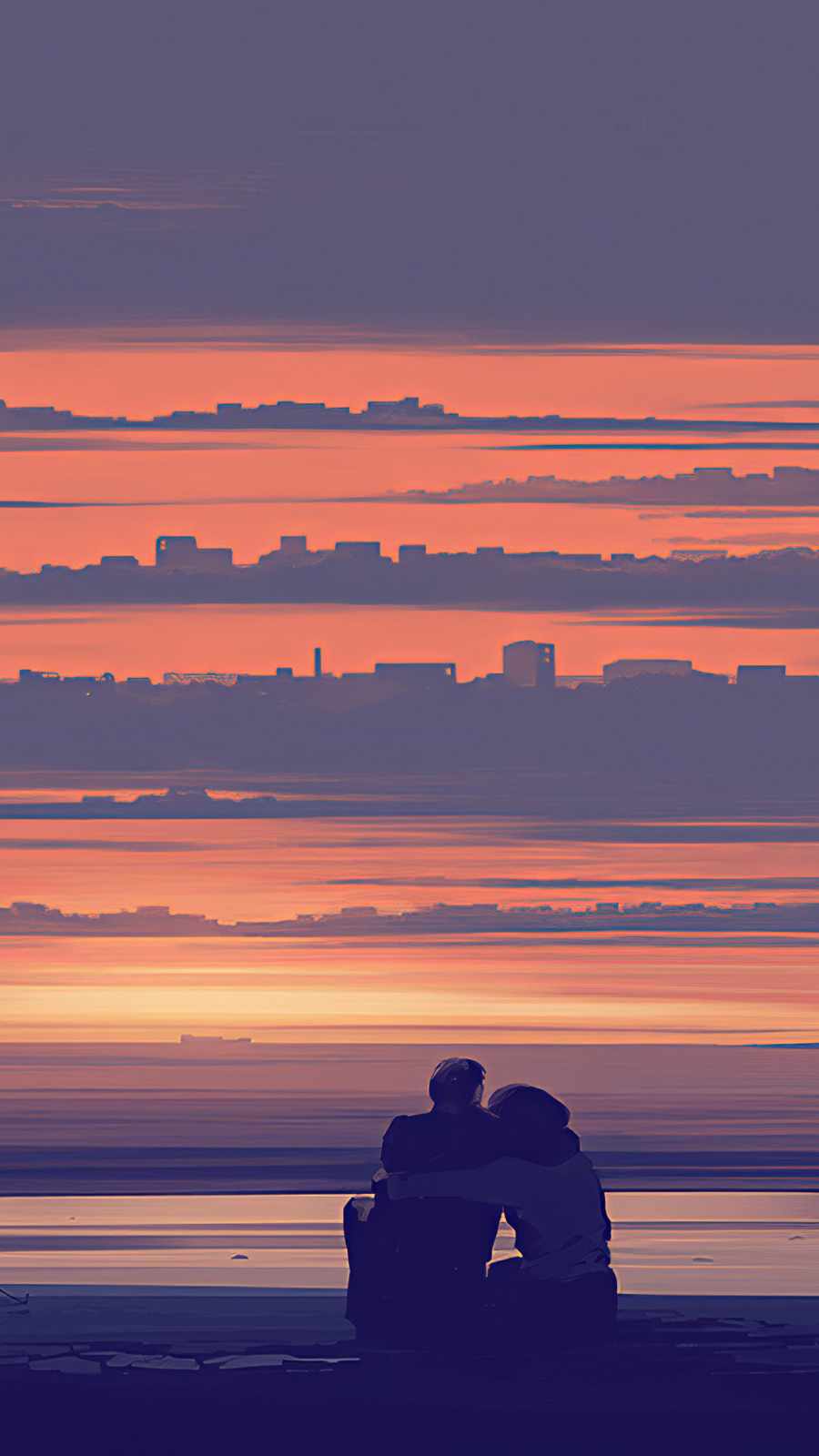 Lovers Watching Horizon iPhone Wallpaper