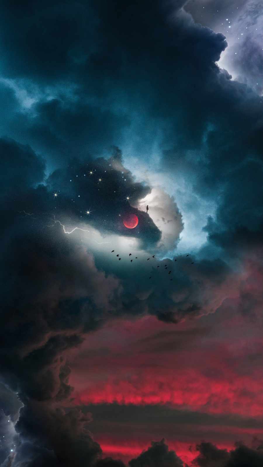 Moon in Clouds iPhone Wallpaper