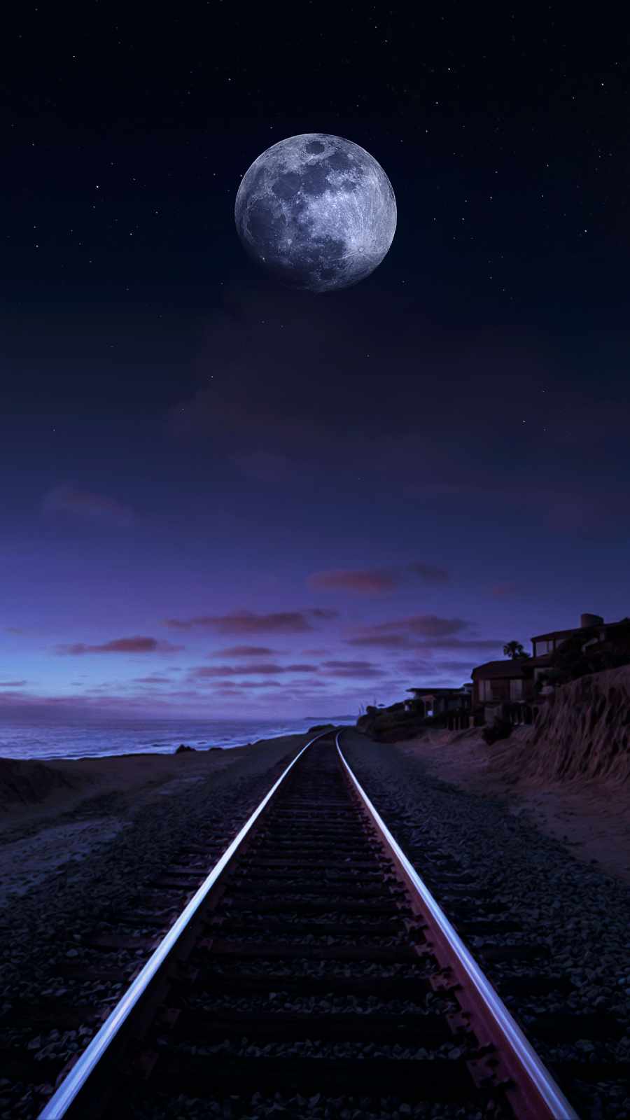 Night Moon Railroad iPhone Wallpaper