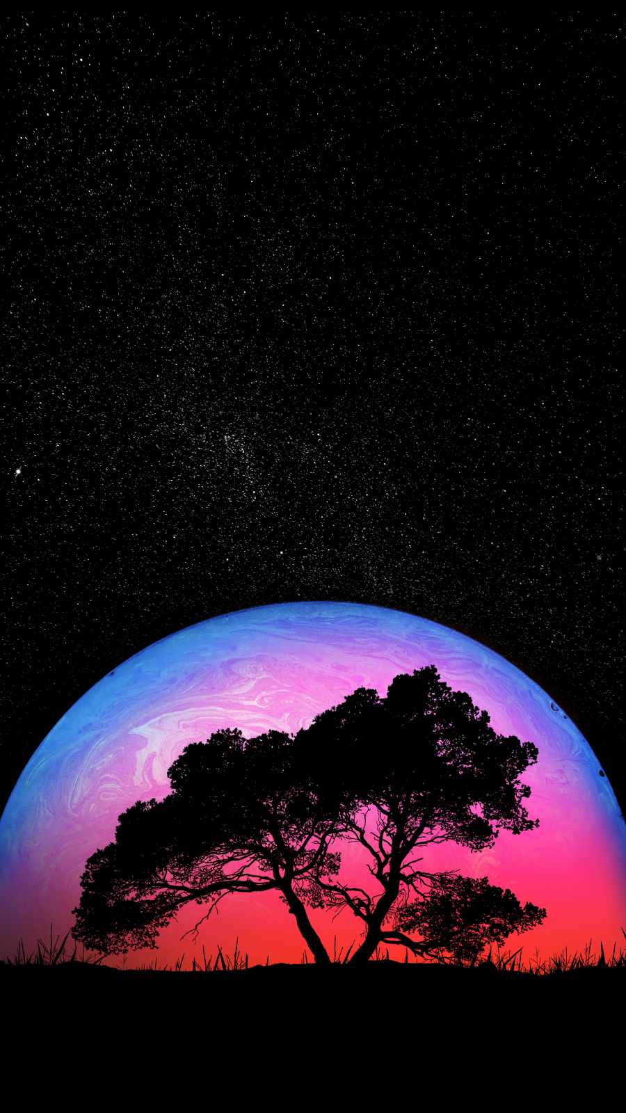 Night Moon Tree iPhone Wallpaper