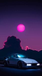 Porsche Retrowave iPhone Wallpaper