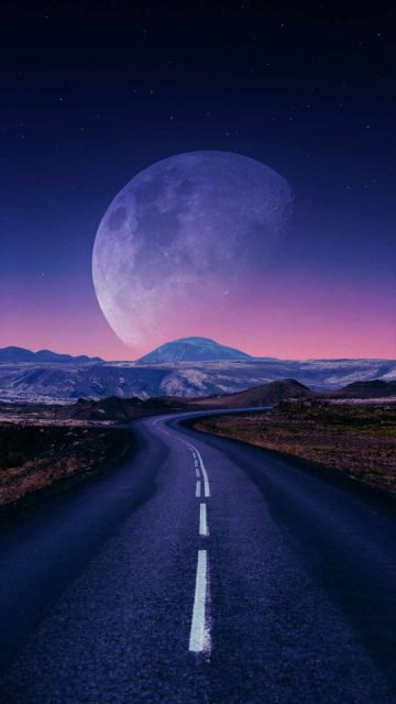 Road to Big Moon iPhone Wallpaper