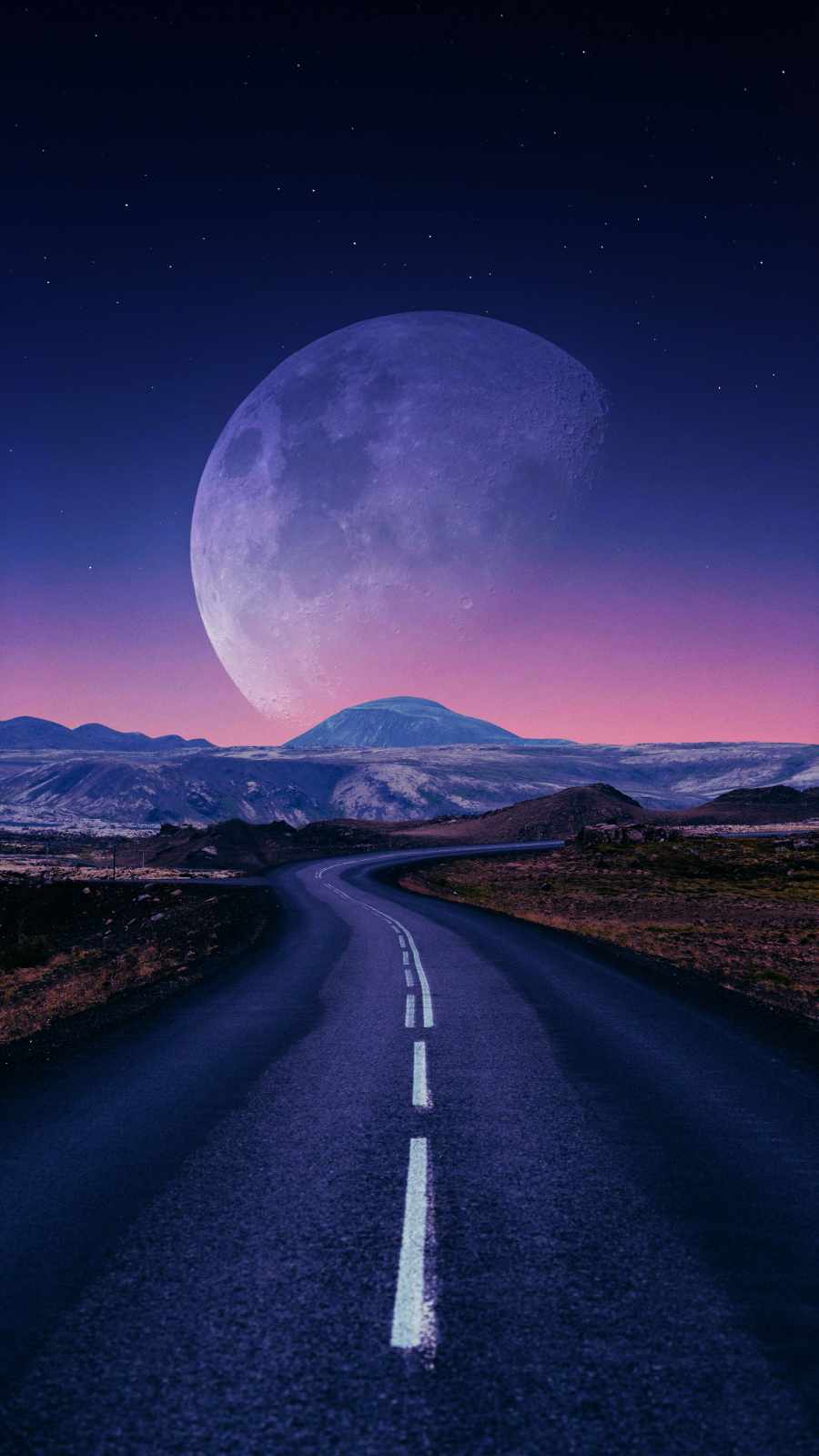 Road to Big Moon iPhone Wallpaper