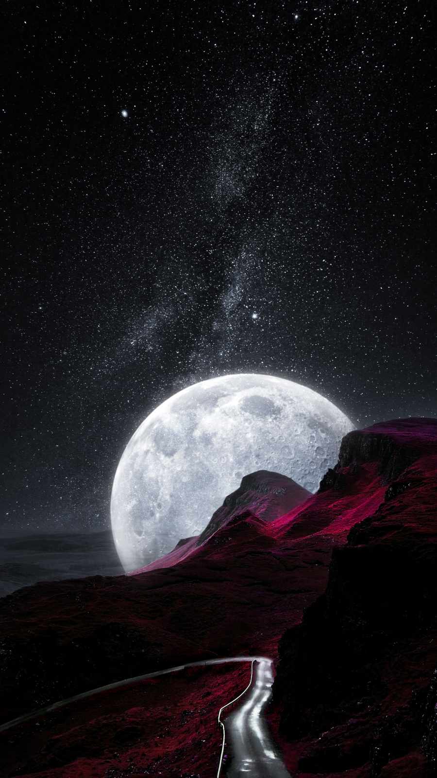 Road to Moon 4K iPhone Wallpaper