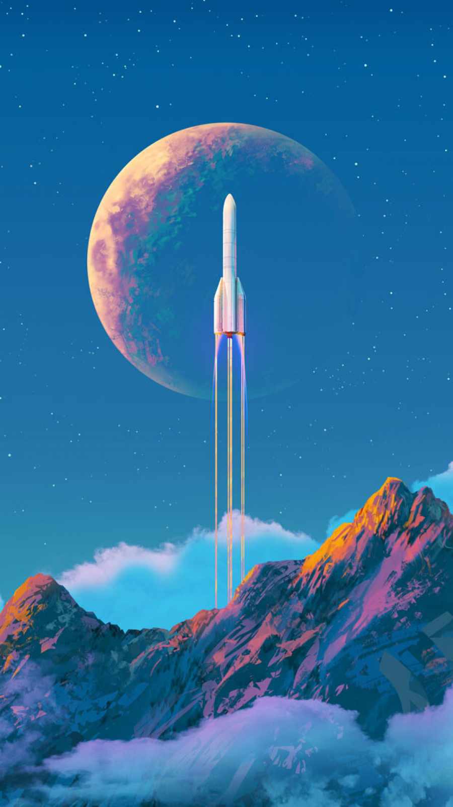 Rocket Launch on Alien Planet iPhone Wallpaper