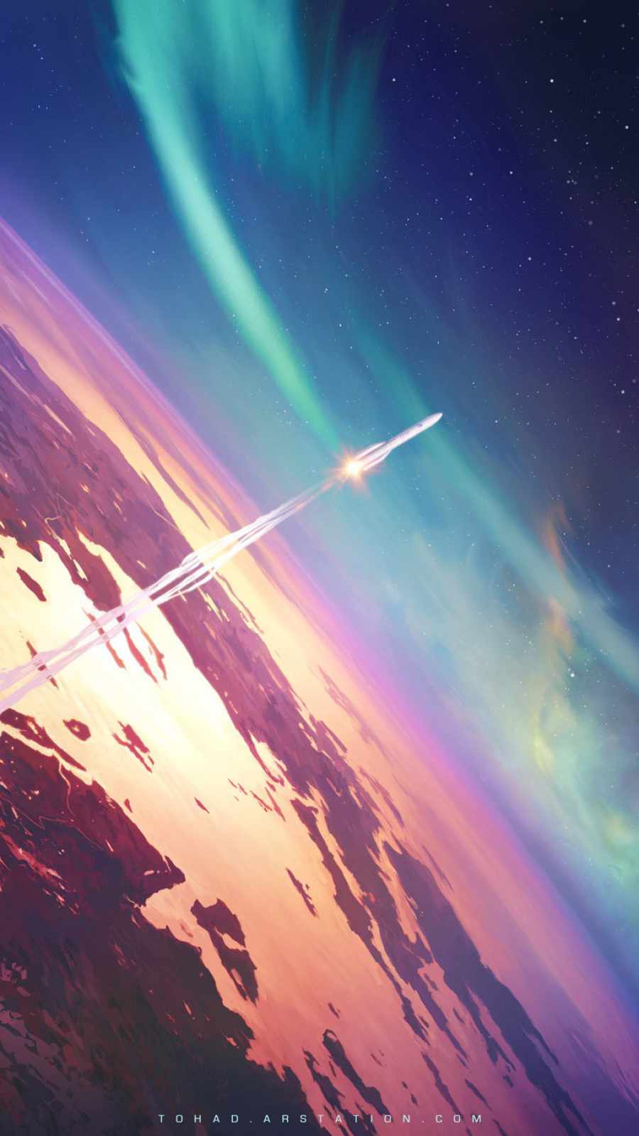 Rocket Leaving Earth iPhone Wallpaper