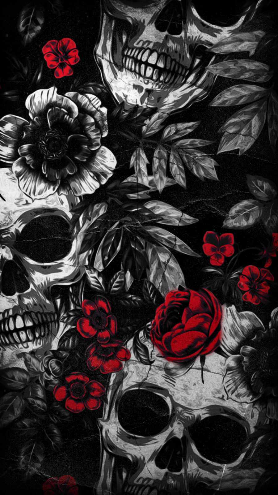 Skull Roses iPhone Wallpaper