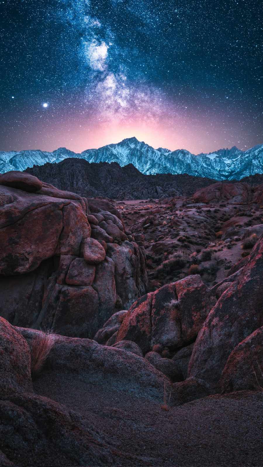 Stunning Night Snow Peaks iPhone Wallpaper
