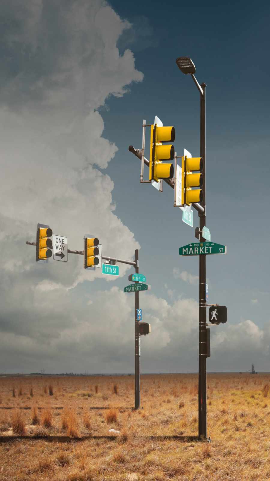 Traffic Lights at Nowhere iPhone Wallpaper