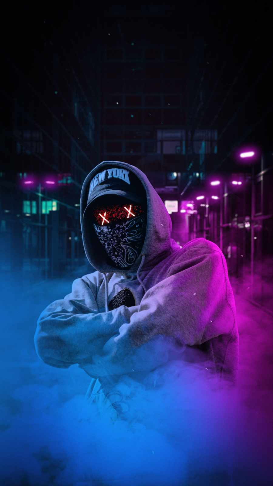 hoodie guy with magical universe iPhone Wallpaper