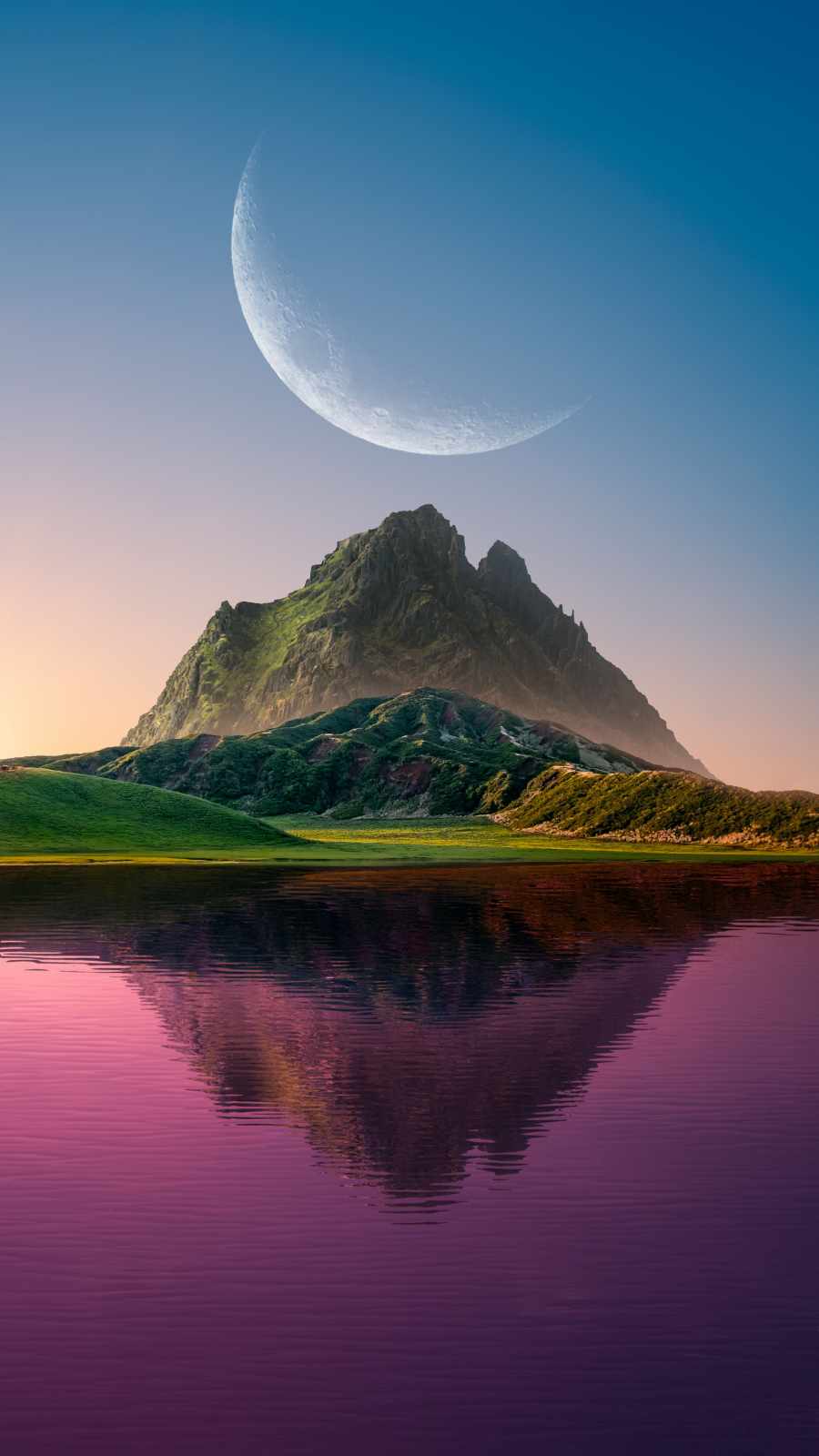 Big Moon Island iPhone Wallpaper