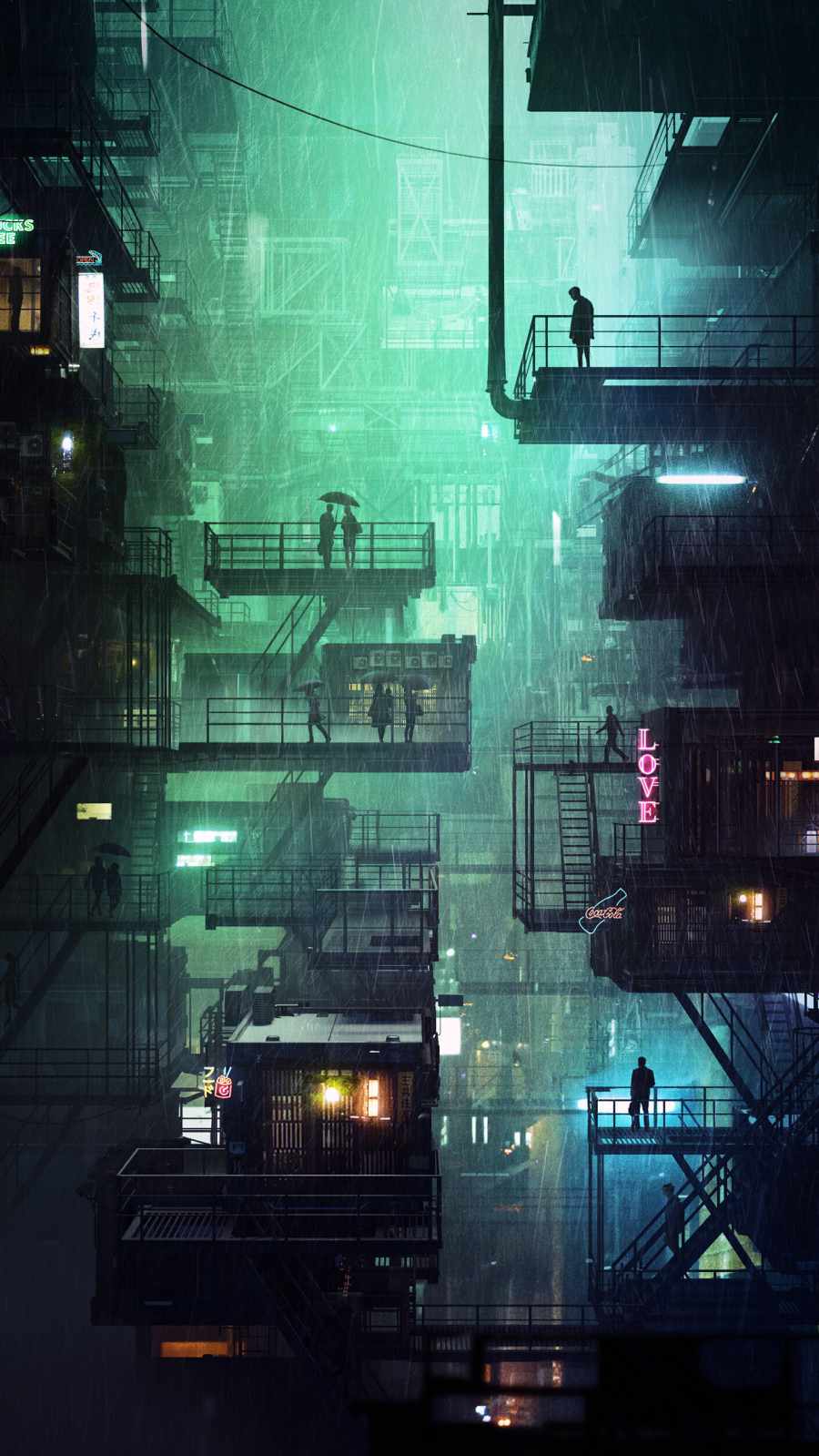 Cyber City Night iPhone Wallpaper