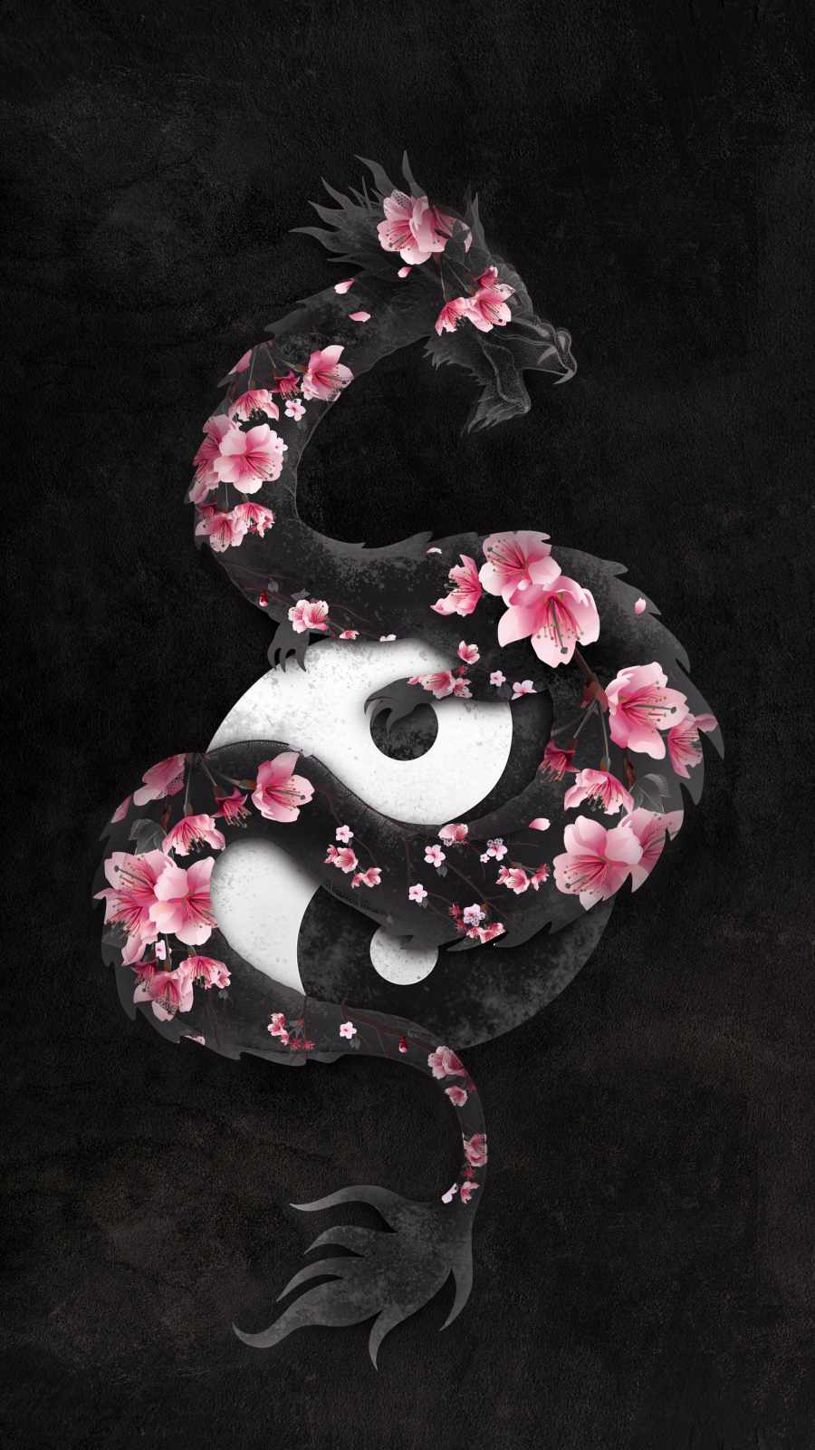 Flower Dragon iPhone Wallpaper
