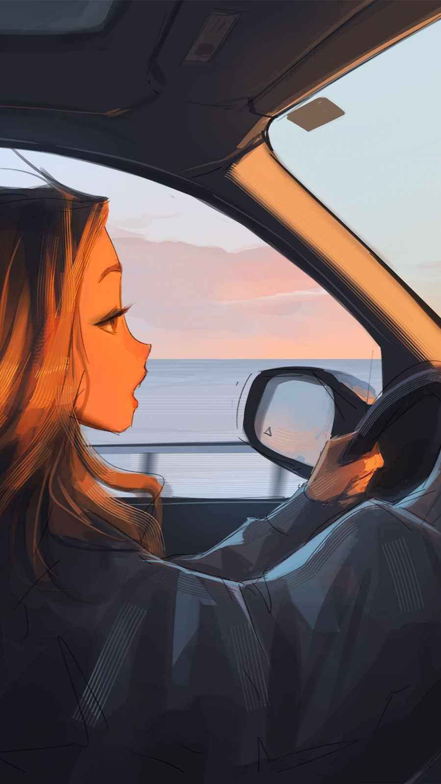 Girl Driving iPhone Wallpaper