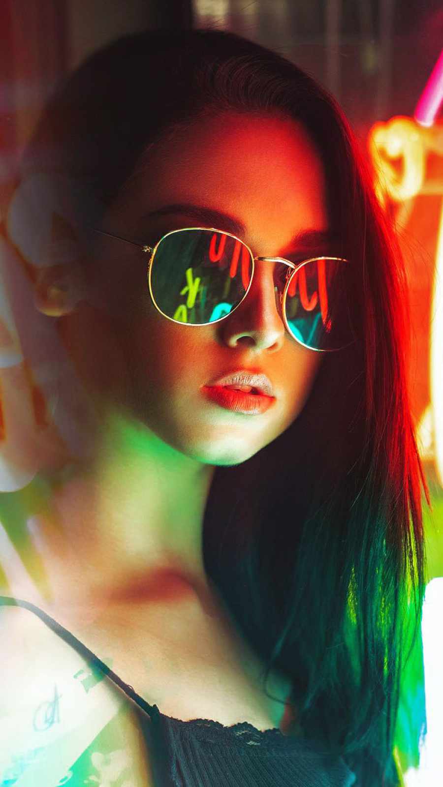Girl with Sunglasses iPhone Wallpaper
