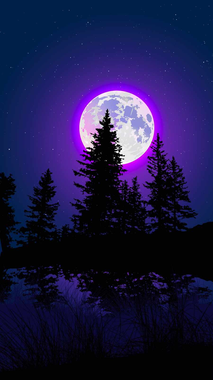 Moon Glow in Night iPhone Wallpaper
