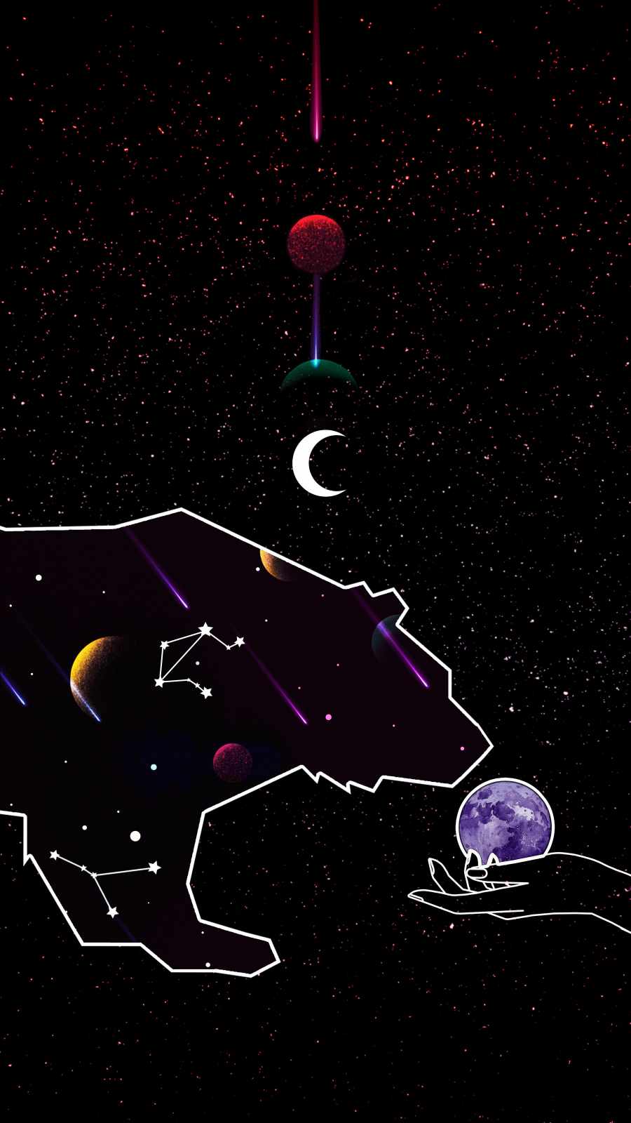 Space Bear iPhone Wallpaper