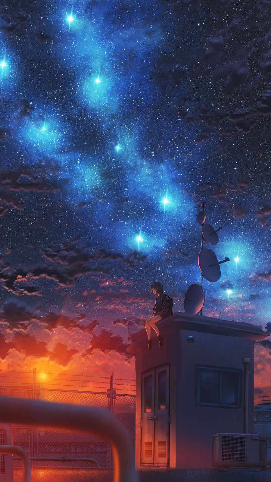Starry Sky Anime World iPhone Wallpaper