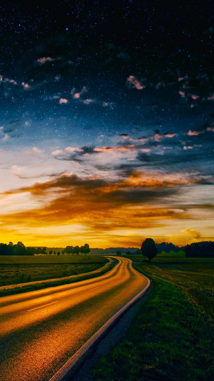 Sunset Road HD iPhone Wallpaper