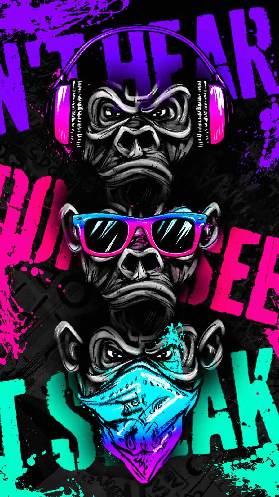 Three Monkeys iPhone Wallpaper